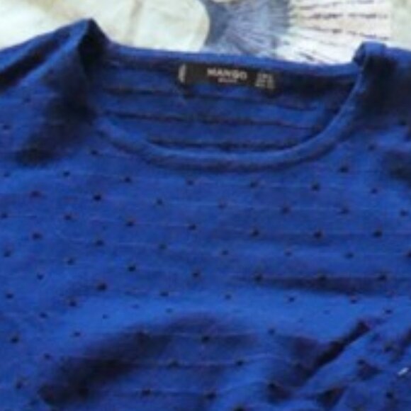 Blue sweater with black polka dots, Mango MNG, size XS - Picture 7 of 8
